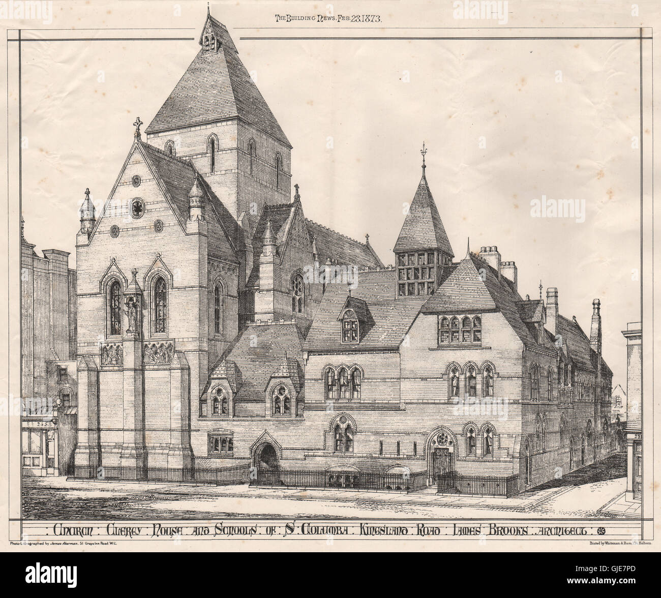 Church clergy house & schools of St. Columba, Kingsland Road; James ...