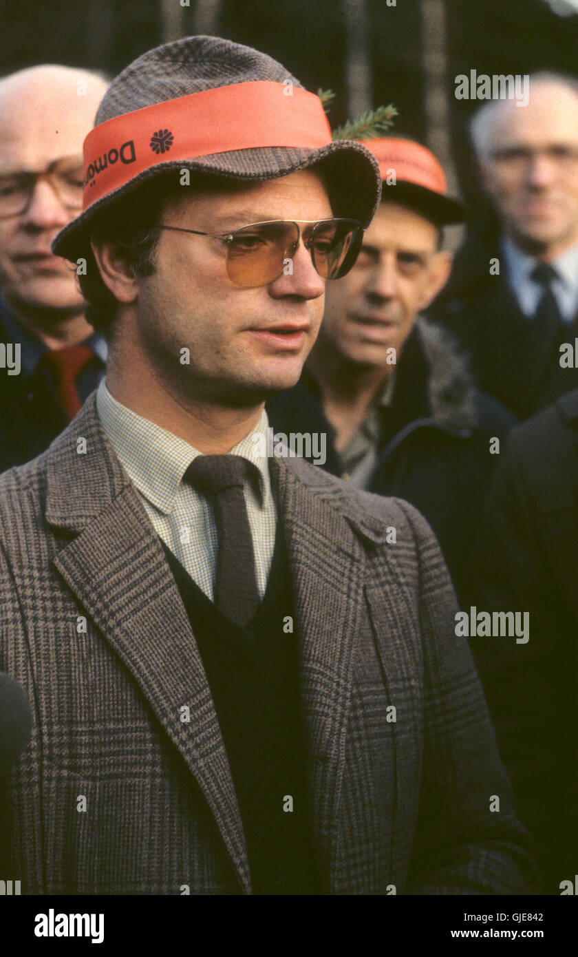 KING CARL XVI GUSTAF at the moose in the fall Stock Photo