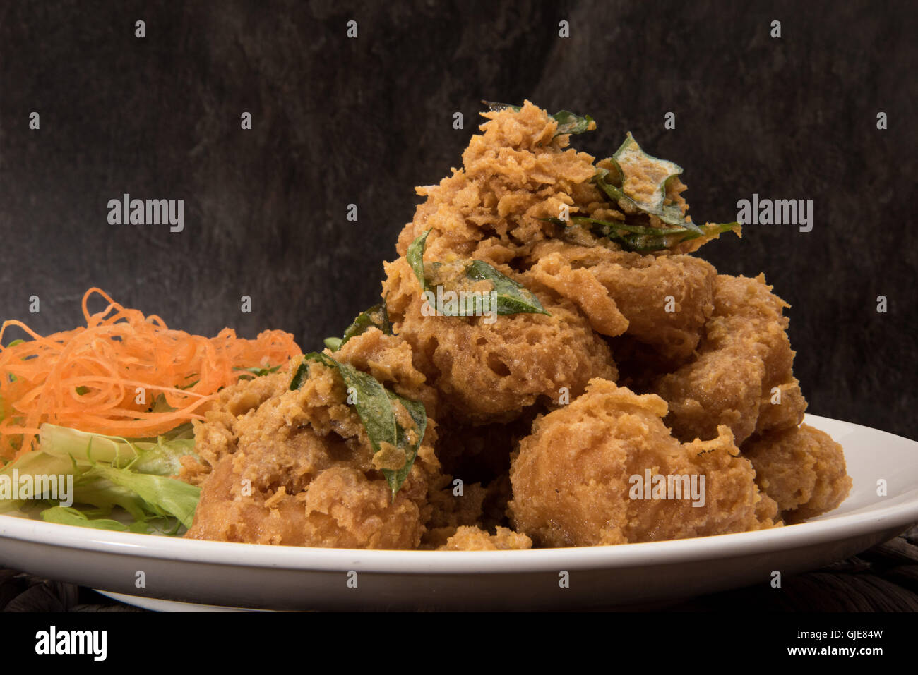 Deep fried Prawns in crispy batter and egg floss Stock Photo Alamy