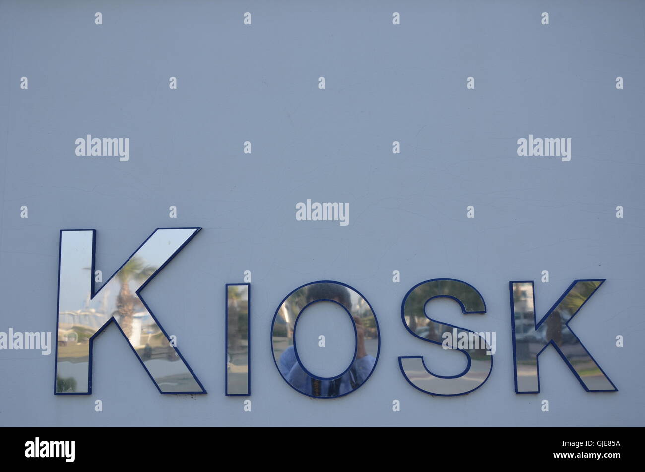 Kiosk reflections on letter Stock Photo