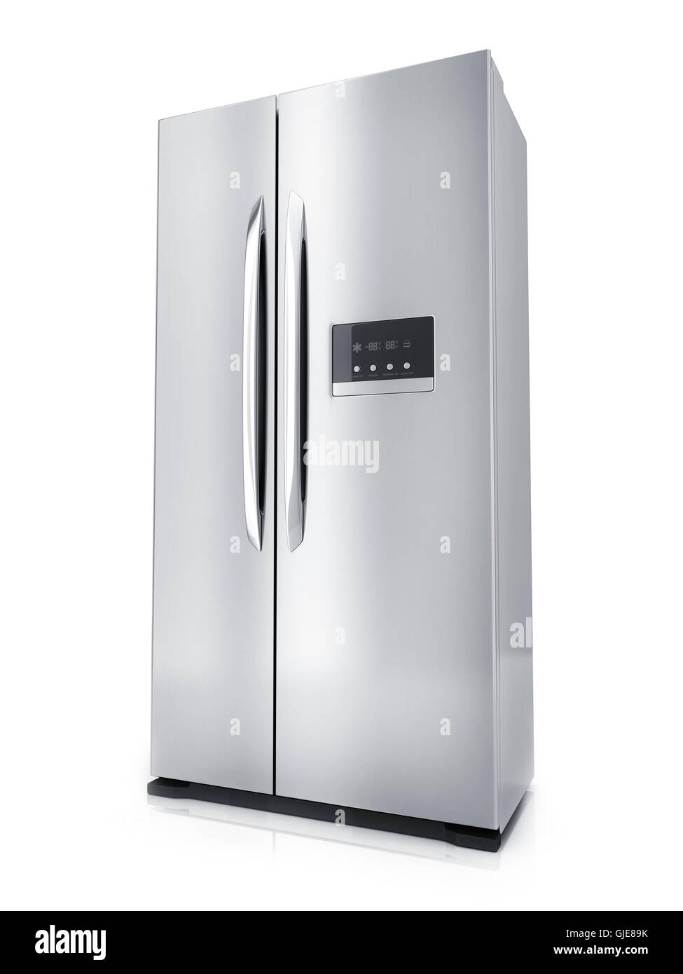 Modern big refrigerator on white background (done in 3d rendering) Stock Photo
