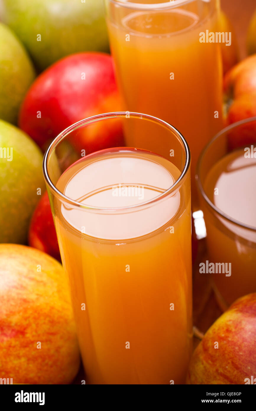 Glasses of apple juice Stock Photo Alamy