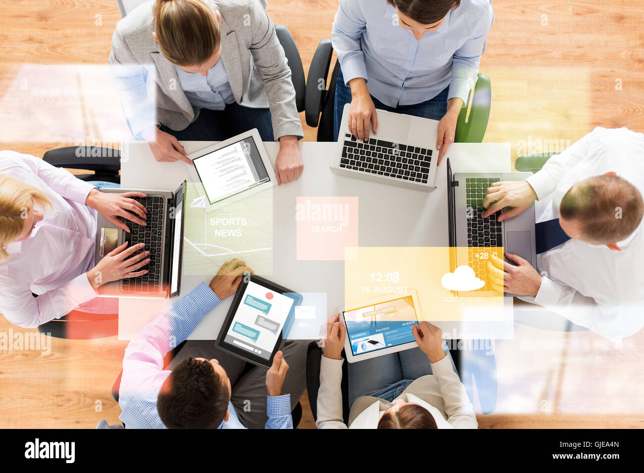 Sales Team Computer business team with laptop and tablet pc computers Stock Photo - Alamy