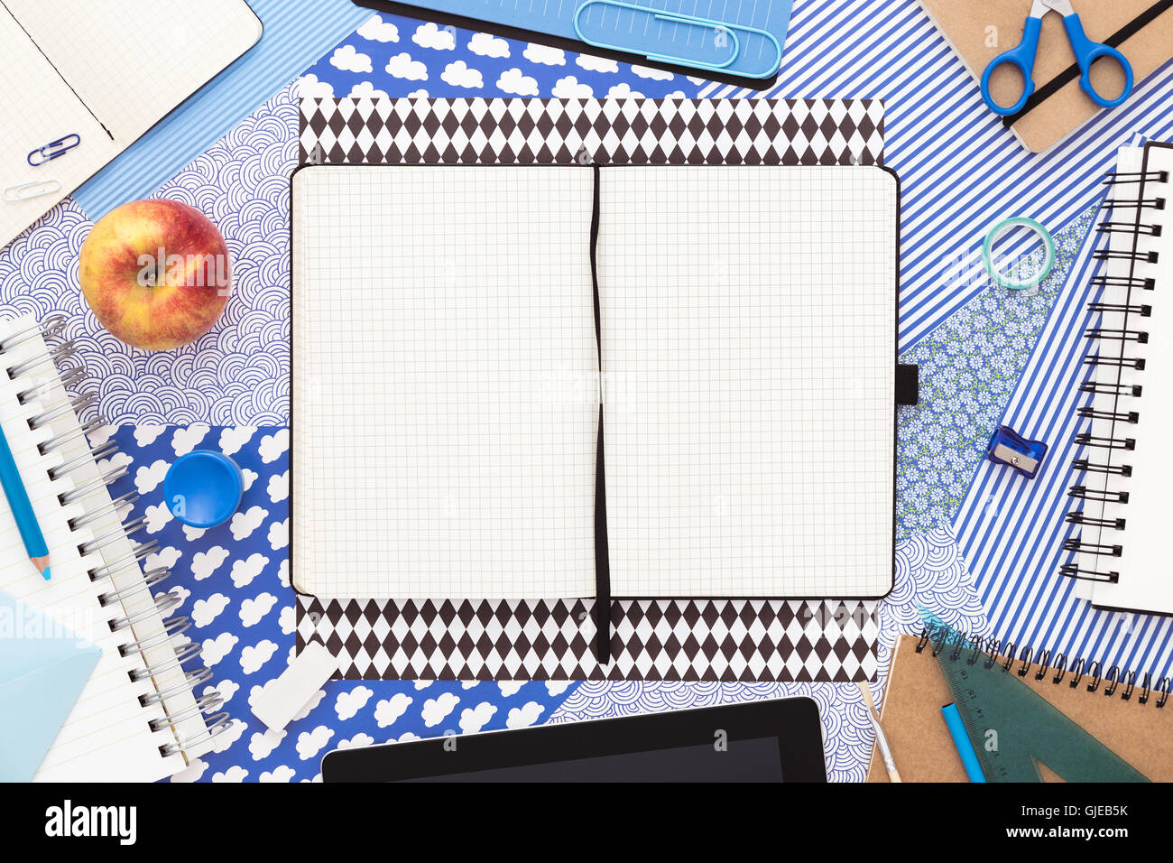 Creative desk. Back to school Stock Photo - Alamy