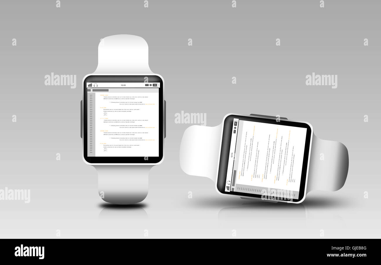 smart watches with coding on screen Stock Photo Alamy
