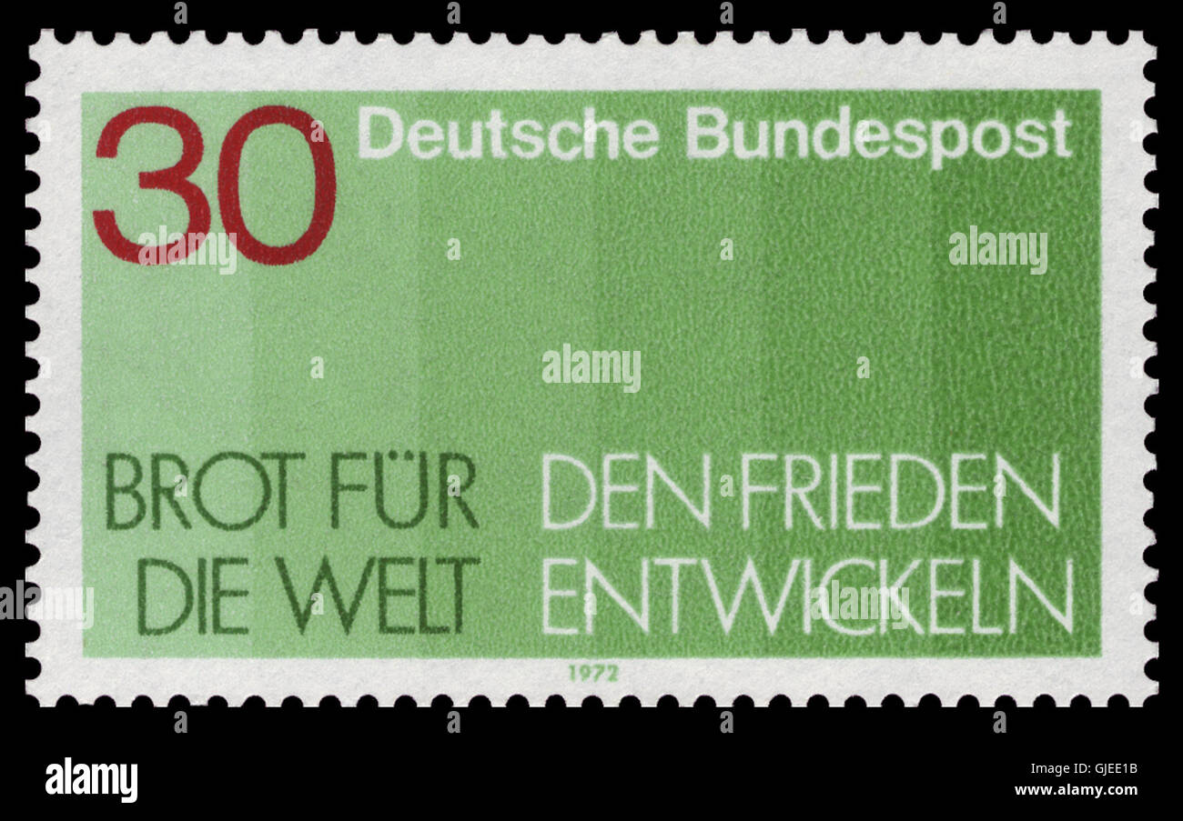 The 1972 DBP 751 Brot für die Welt stamp was issued to promote global ...