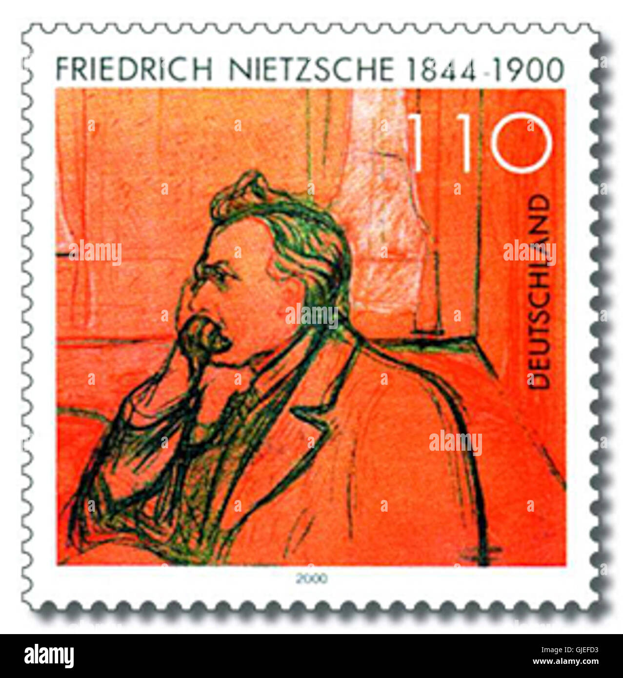 Stamp Germany 2000 MiNr2131 Friedrich Nietzsche Stock Photo