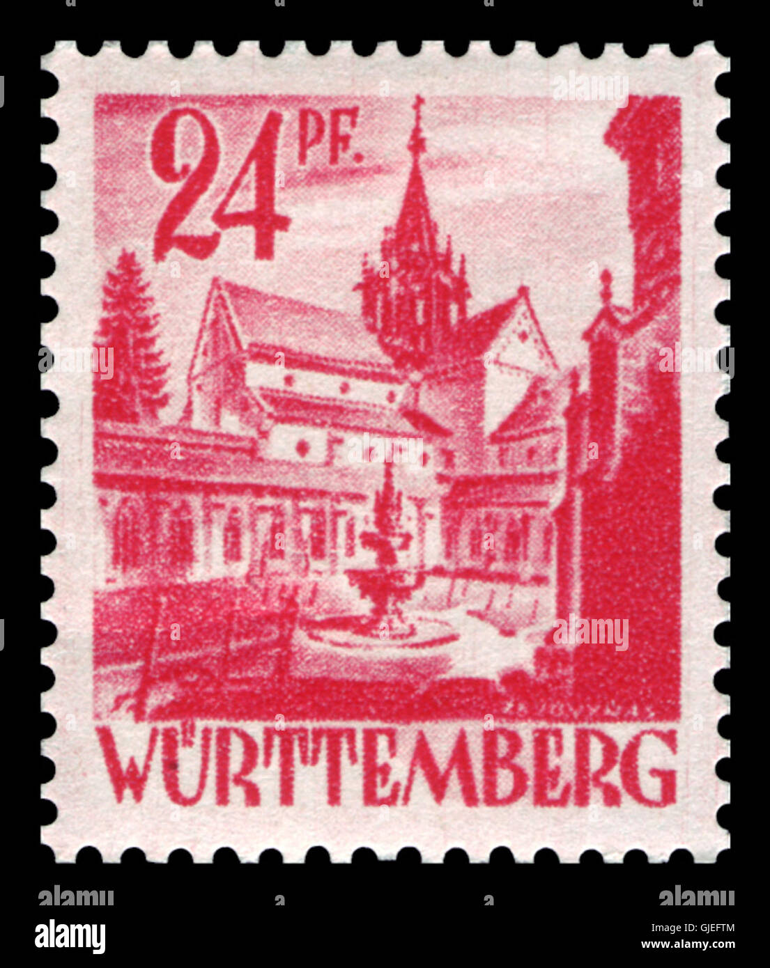 This 1947 postal mark from the French Zone of Württemberg features the ...