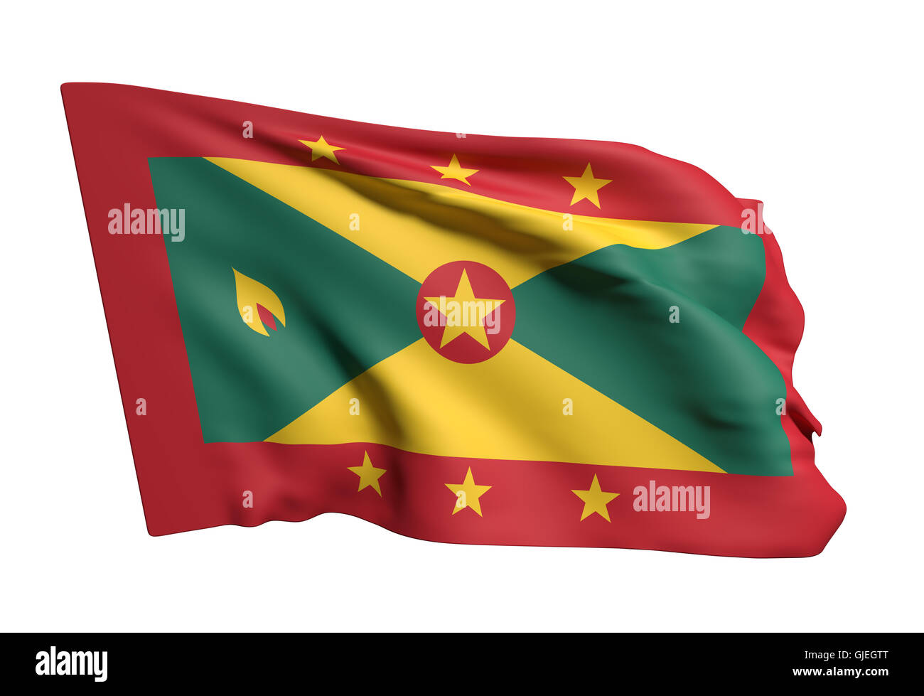3d rendering of Grenada flag waving on white background Stock Photo
