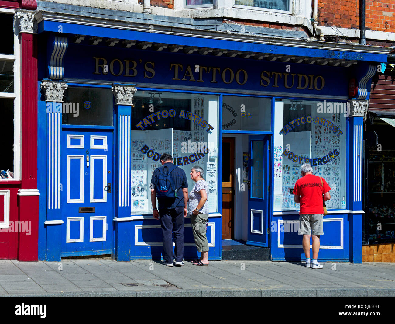 Rob's Tattoo Studio, Scarborough, North Yorkshire, England UK Stock