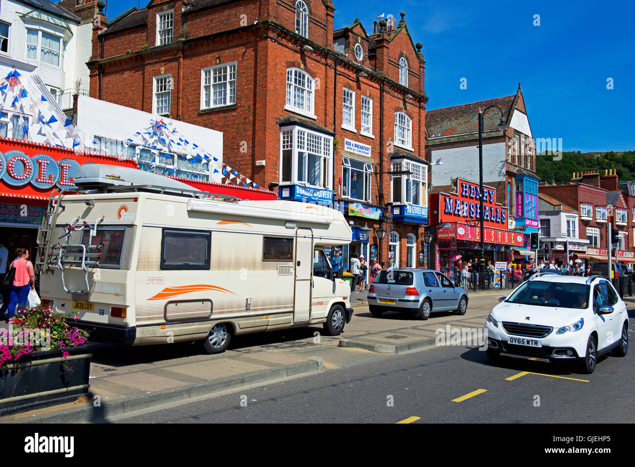 Motorhome on street in Scarborough, North Yorkshire, England, UK Stock