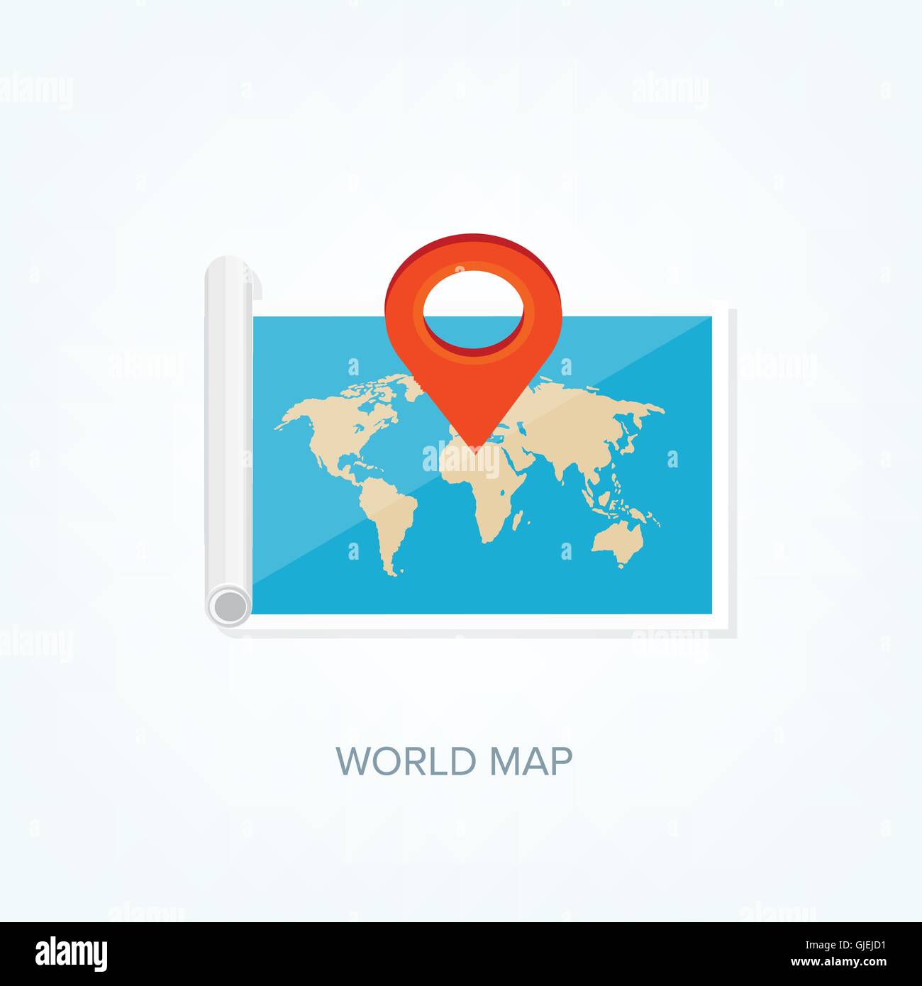 World map in a flat style. Earth, globe. Navigation. Route and ...