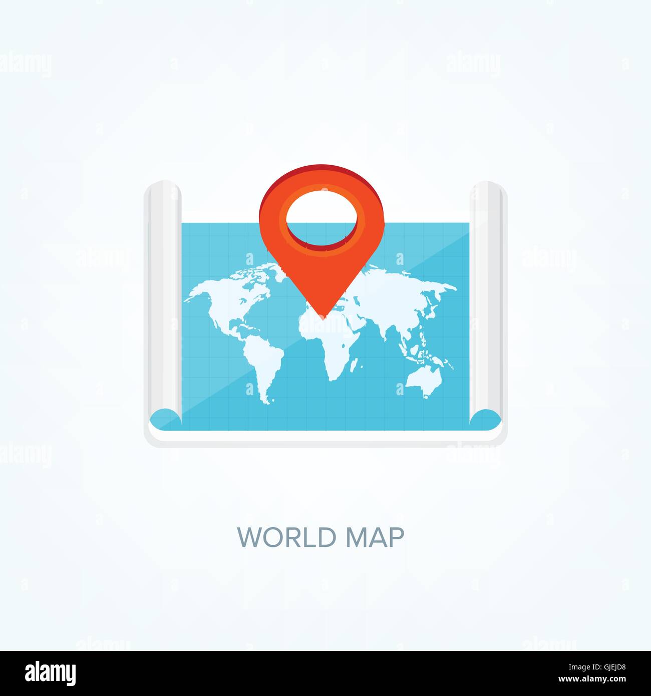 World map in a flat style. Earth, globe. Navigation. Route and ...