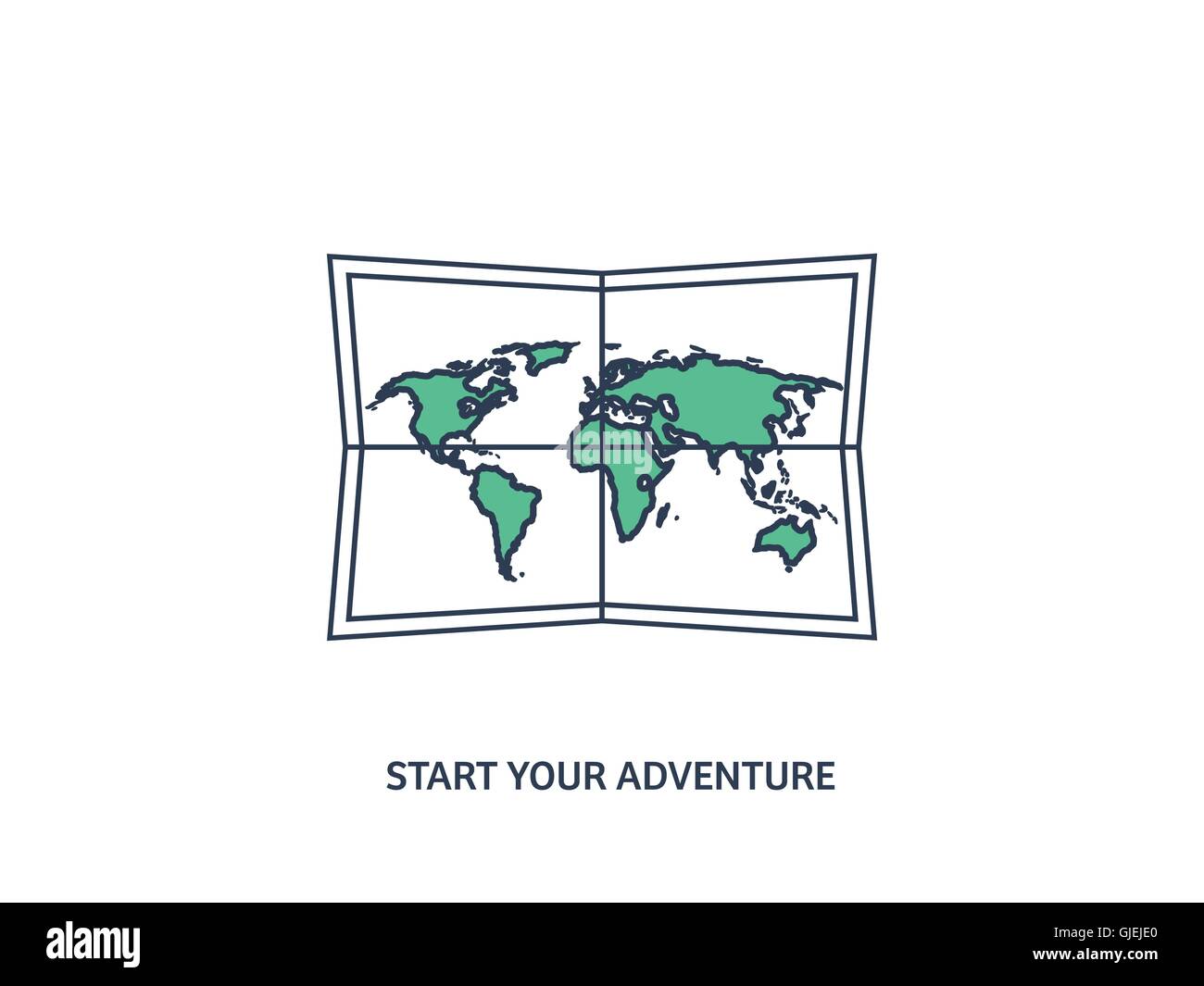 World map in a flat style. Earth, globe. Navigation. Route and ...