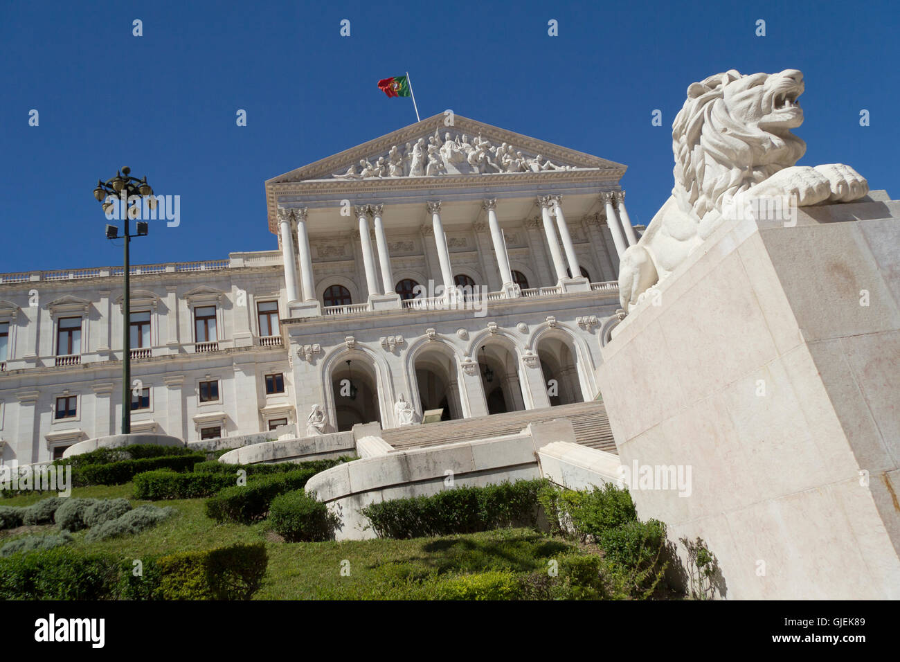 Lisbon’s São Bento Palace (Saint Benedict's Palace) is the home of the Assembly of the Republic, the Portuguese parliament. Stock Photo