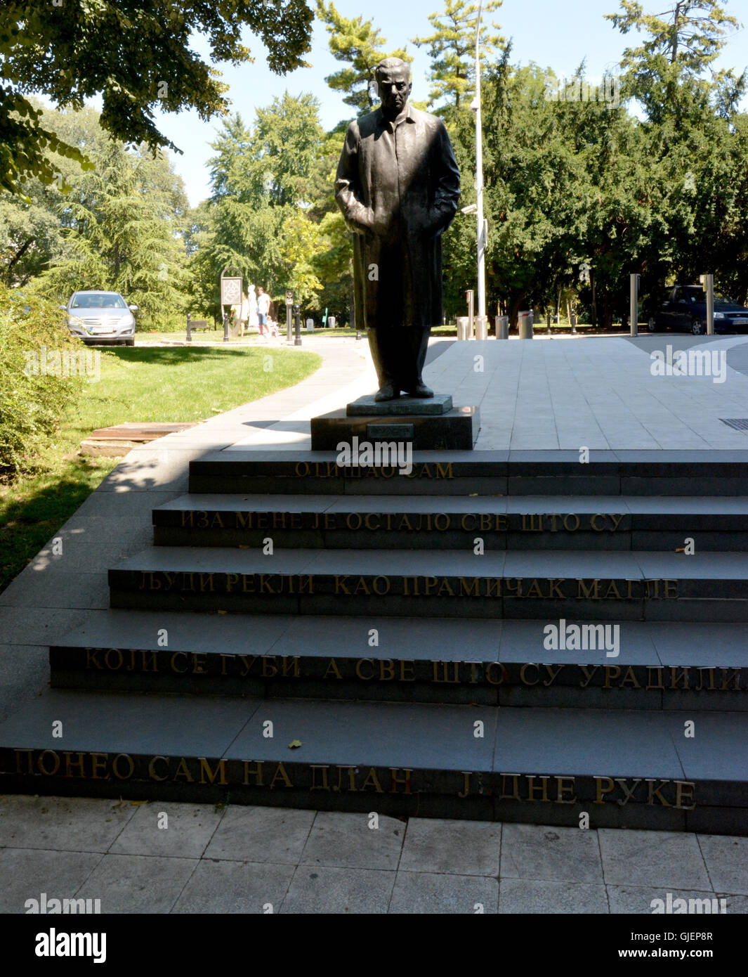 BELGRADE, SERBIA - AUGUST 15, 2016: Monument to Ivo Andric in Belgrade, Serbia Stock Photo