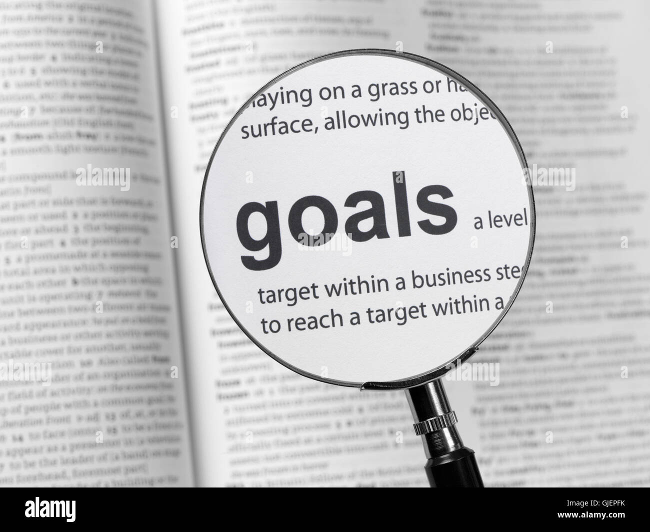 Dictionary highlighting Goals Stock Photo