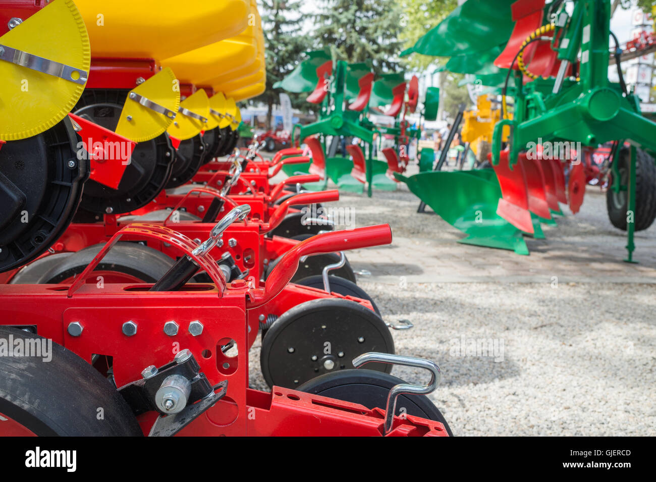 Agricultural machinery in agricultural fair Stock Photo