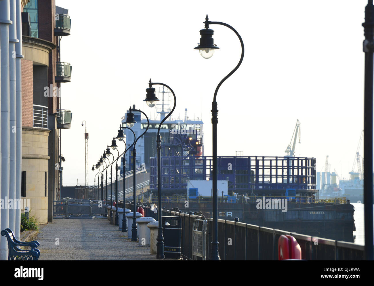 Clarendon Dock street lights, Belfast Stock Photo Alamy
