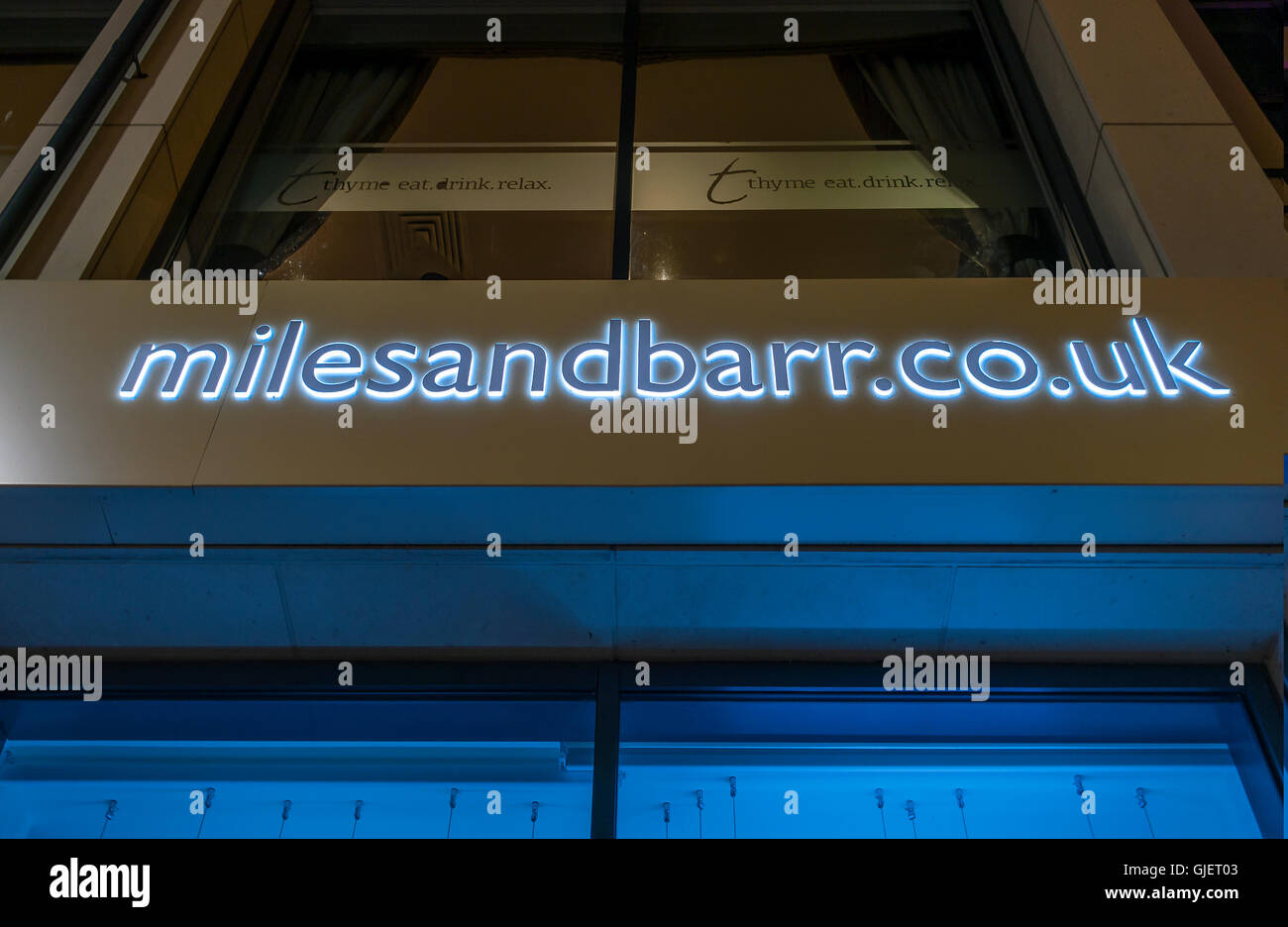 Miles and Barr Estate Agent Office Illuminated Sign at Night Canterbury Kent Stock Photo
