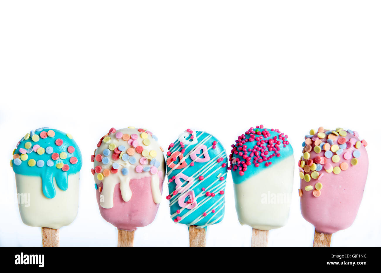 Cake Pops In Ice Cream Shape Isolated On White Background Stock Photo Alamy