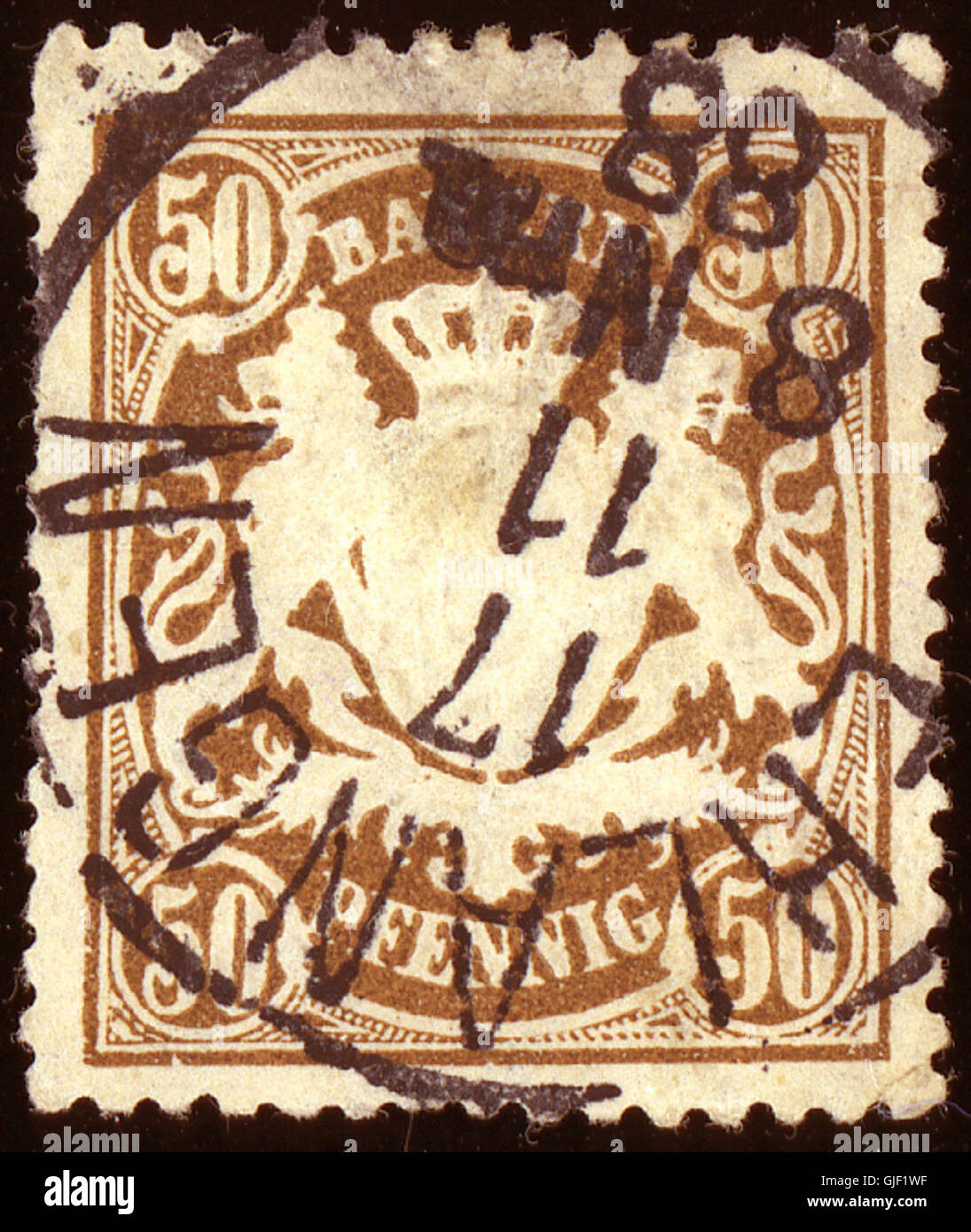 The 1888 Bayern 50pfg Mi59 stamp was issued in Bavaria during the late ...