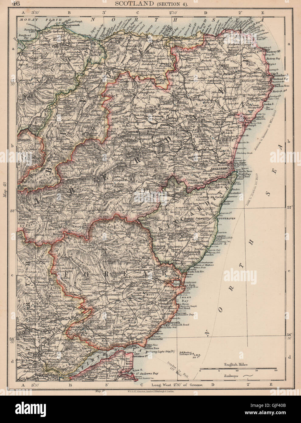 1868 FULLARTON Old Antique Vintage map Decorative Antique County map of Kincardineshire Printed maps of Scotland Scotland 