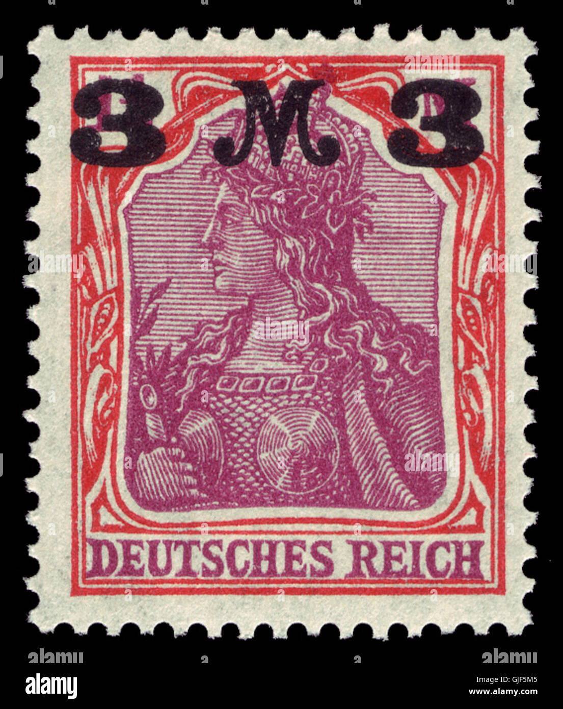 The 1921 DR (Deutsches Reich) 156 Germania Overprint stamp features an ...