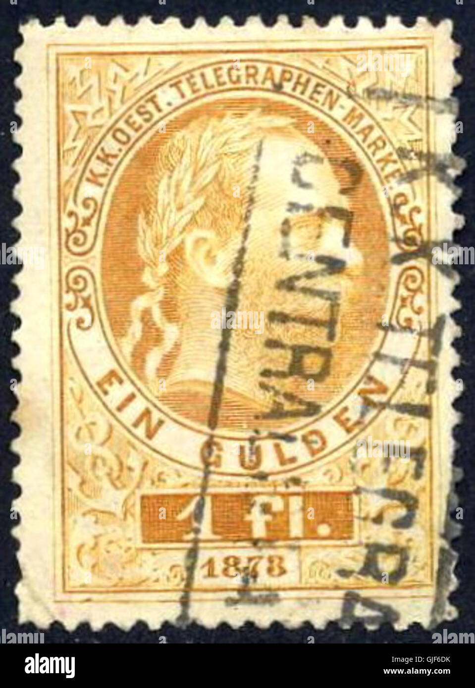 1fl Austria telegraph stamp 1874 KK cancel Stock Photo