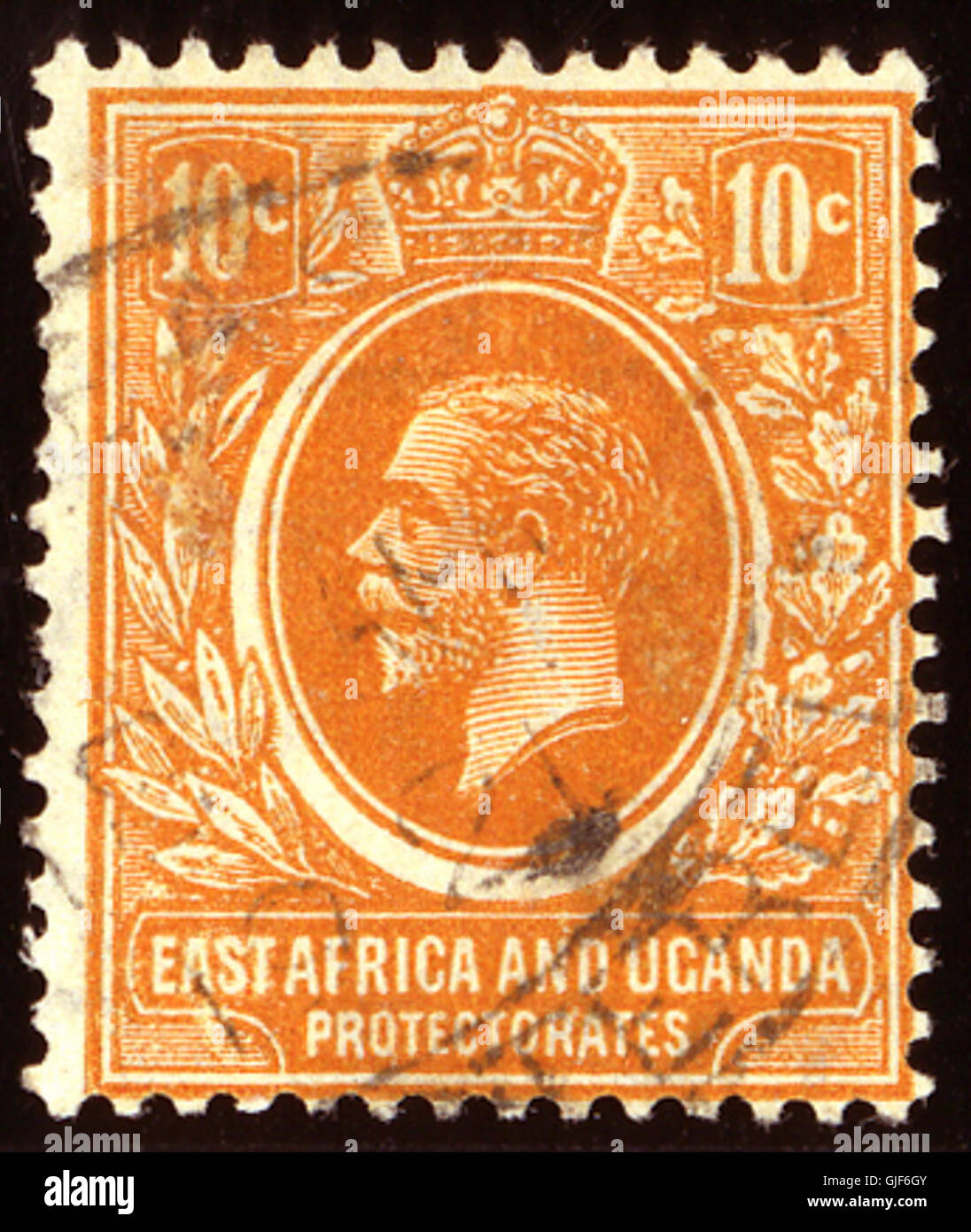 The 1912 AOanglaise Jaune foncé Yv 136 stamp is part of an early issue from French colonies. It features a distinctive yellow color and was used for postal services in French territories at the time. Stock Photo