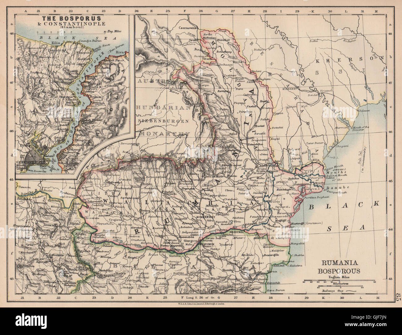 Map Of Wallachia Hi Res Stock Photography And Images Alamy Rumania Bosphorus Romania Wallachia Moldavia Moldova Johnston 1906 GJF7JN