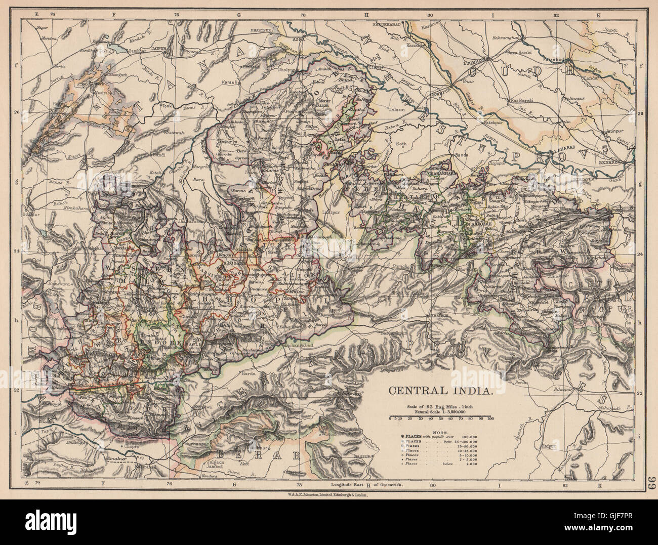 Bhopal To Indore Map British India Central. Bhopal Malwa Indore Manipur Gwalior &C. Railways  1901 Map Stock Photo - Alamy