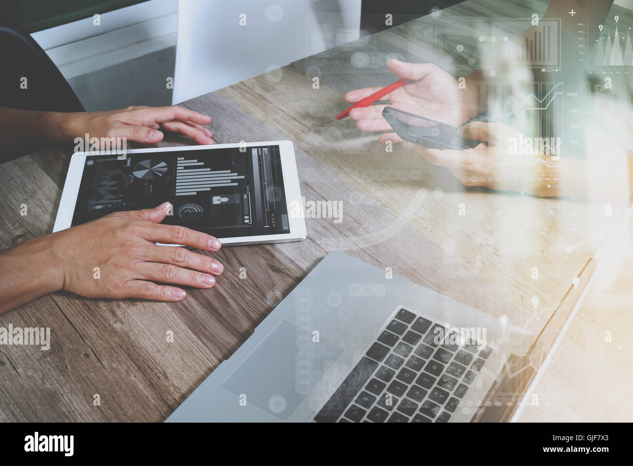 Businessman making presentation with his colleagues and business ...
