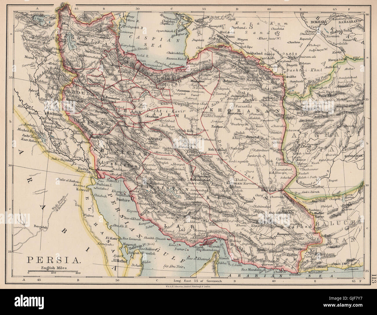 PERSIA(IRAN).Showing provinces.Iran.Persian Gulf.Bushehr.JOHNSTON, 1906 ...