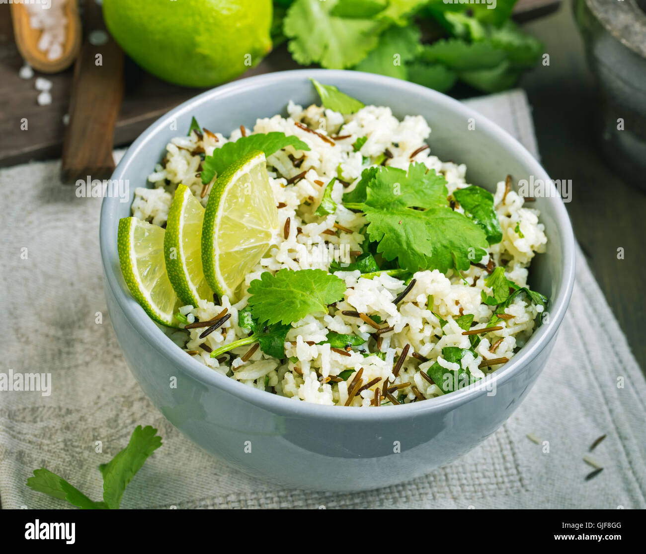 Cilantro lime basmati rice above Stock Photo