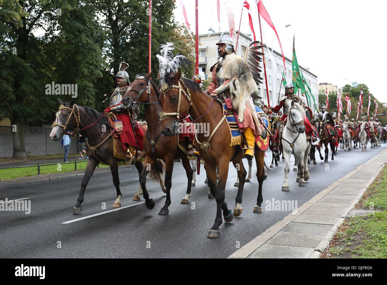 Warsaw, Poland. 15th Aug, 2016. Historical Polish armed cavallary forces presented a tattoo during Polish Army Celebration Day. © Madeleine Lenz/Pacific Press/Alamy Live News Stock Photo