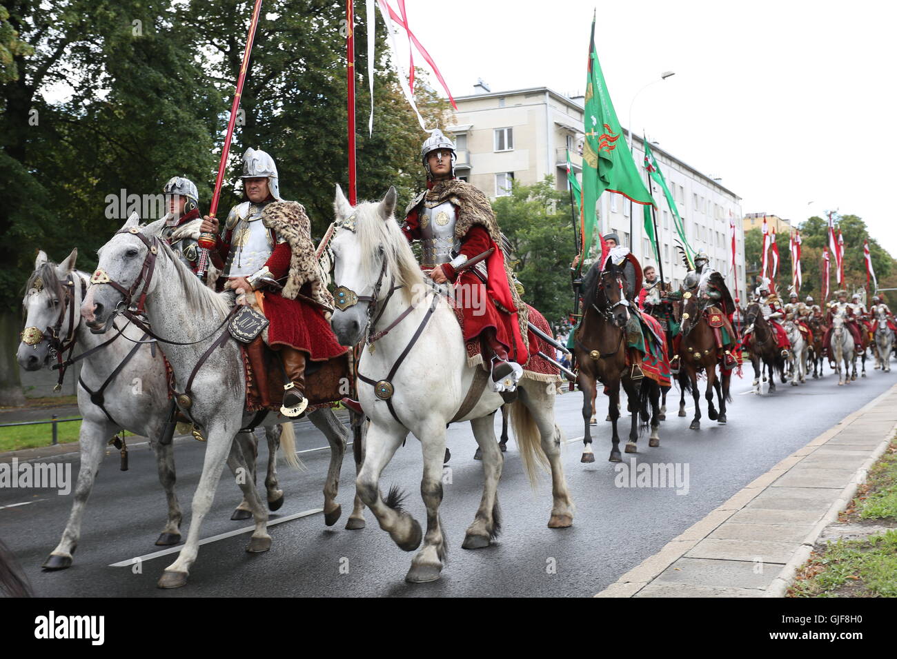 Warsaw, Poland. 15th Aug, 2016. Historical Polish armed cavallary forces presented a tattoo during Polish Army Celebration Day. © Madeleine Lenz/Pacific Press/Alamy Live News Stock Photo