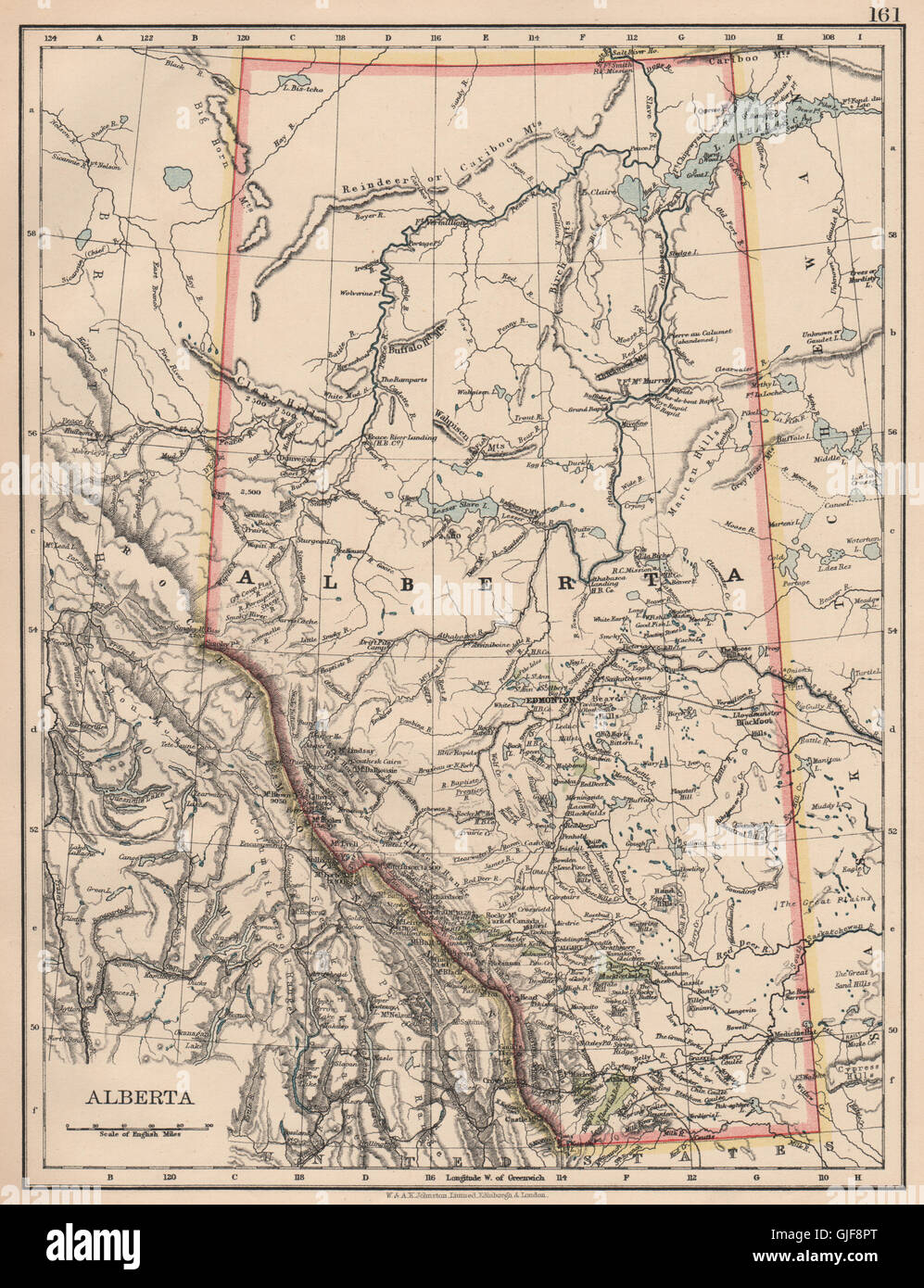 ALBERTA. Province map. Railroads. Canada. British North America ...