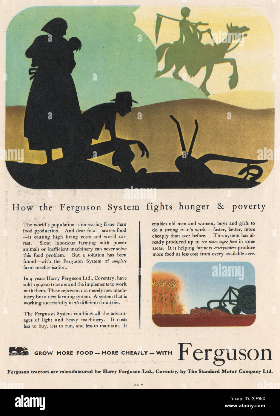 TRACTOR ADVERT. Harry Ferguson Ltd. Farming. Standard Motor Company, 1951 Stock Photo
