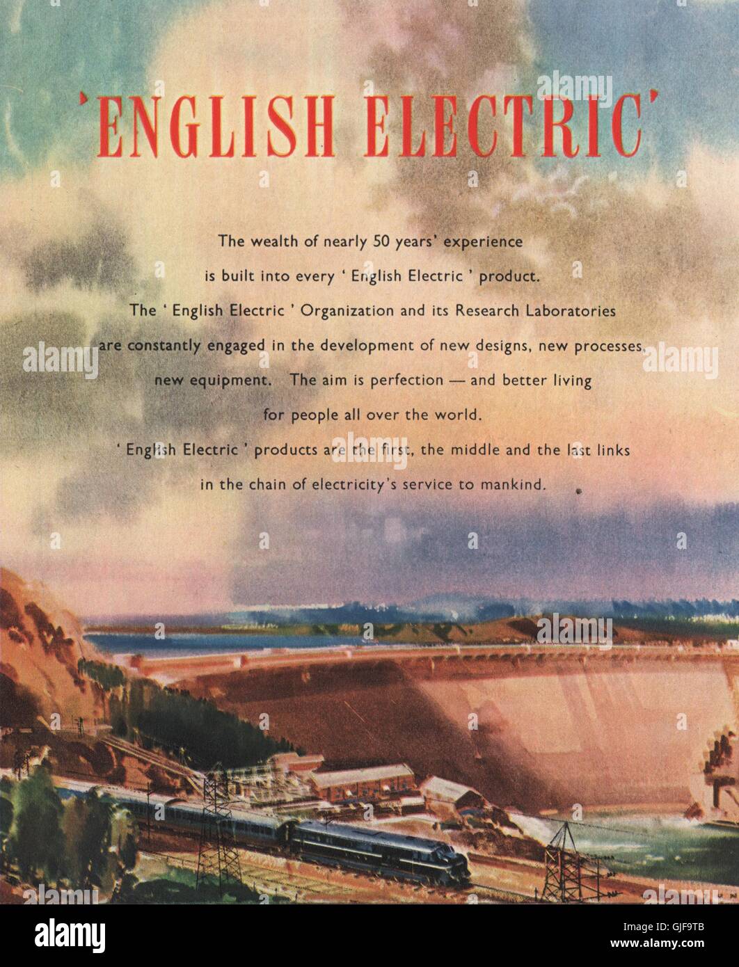 TRANSPORT ADVERT. The English Electric Co. Ltd. Utilities, vintage print 1951 Stock Photo
