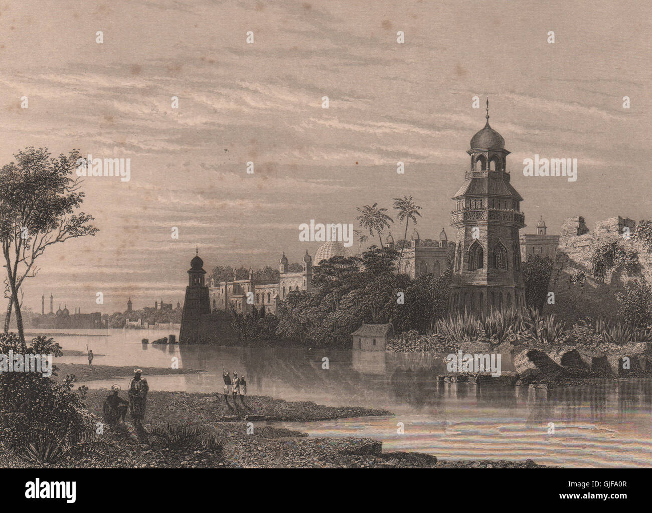 BRITISH INDIA. Delhi from the river showing the King's Palace (Red Fort) , 1858 Stock Photo