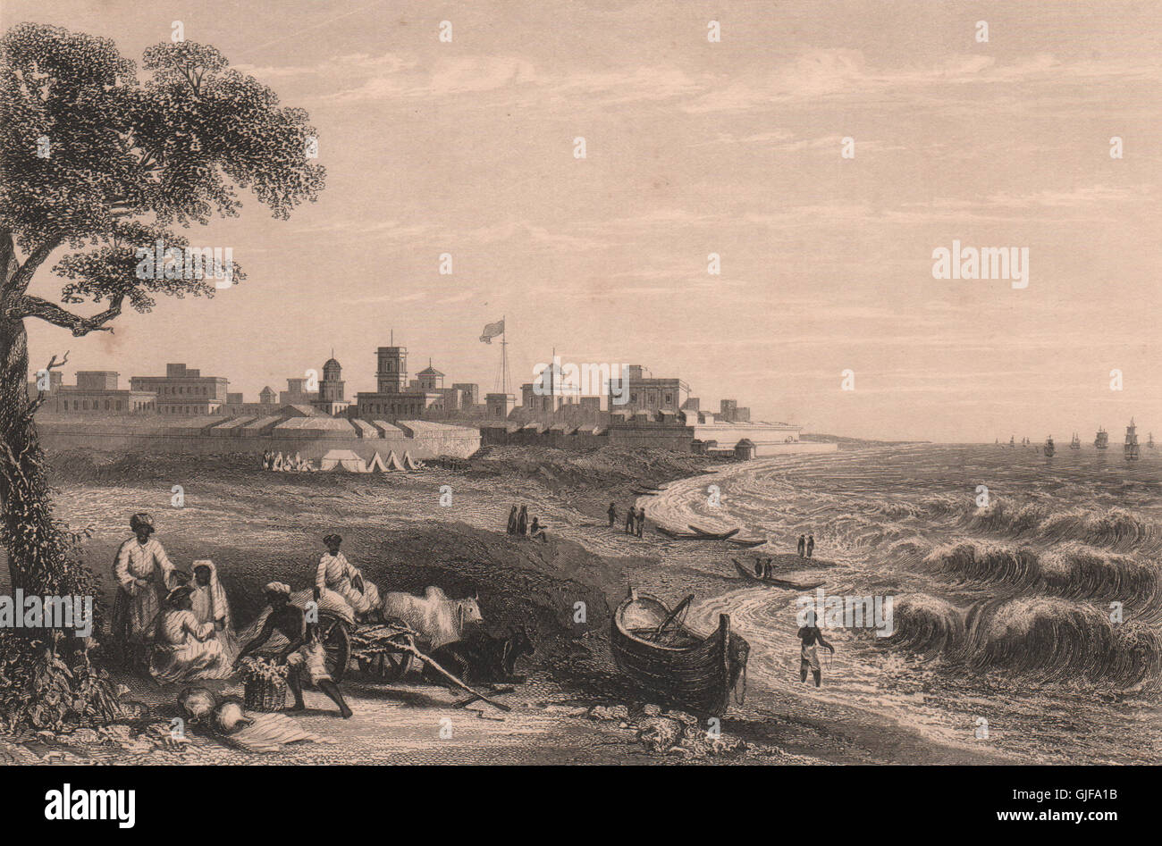 BRITISH INDIA. Fort St Madras (Chennai) , antique print 1858