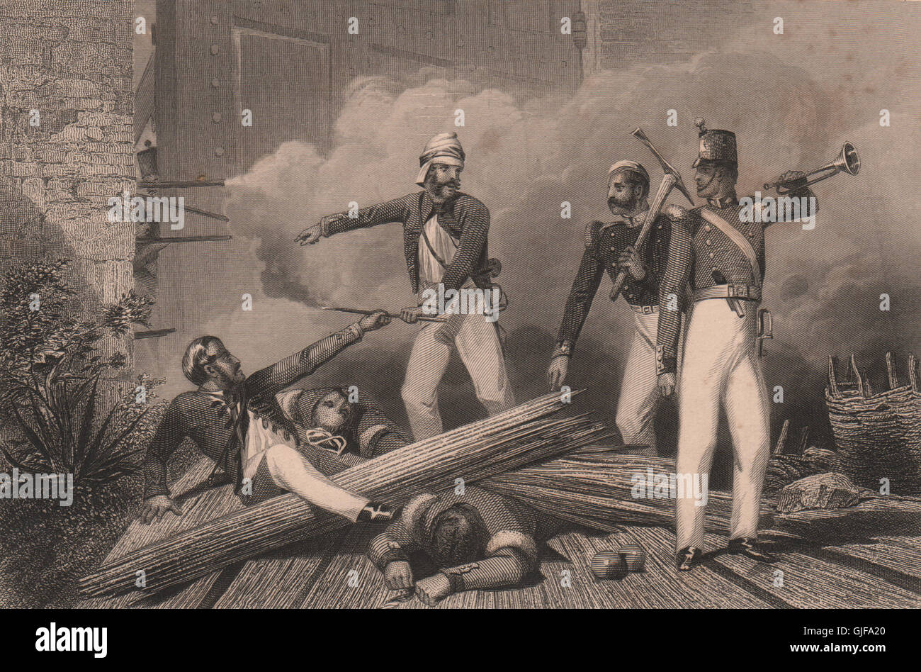 INDIAN MUTINY. Blowing up of the Kashmiri Gate, at Delhi. British India, 1858 Stock Photo