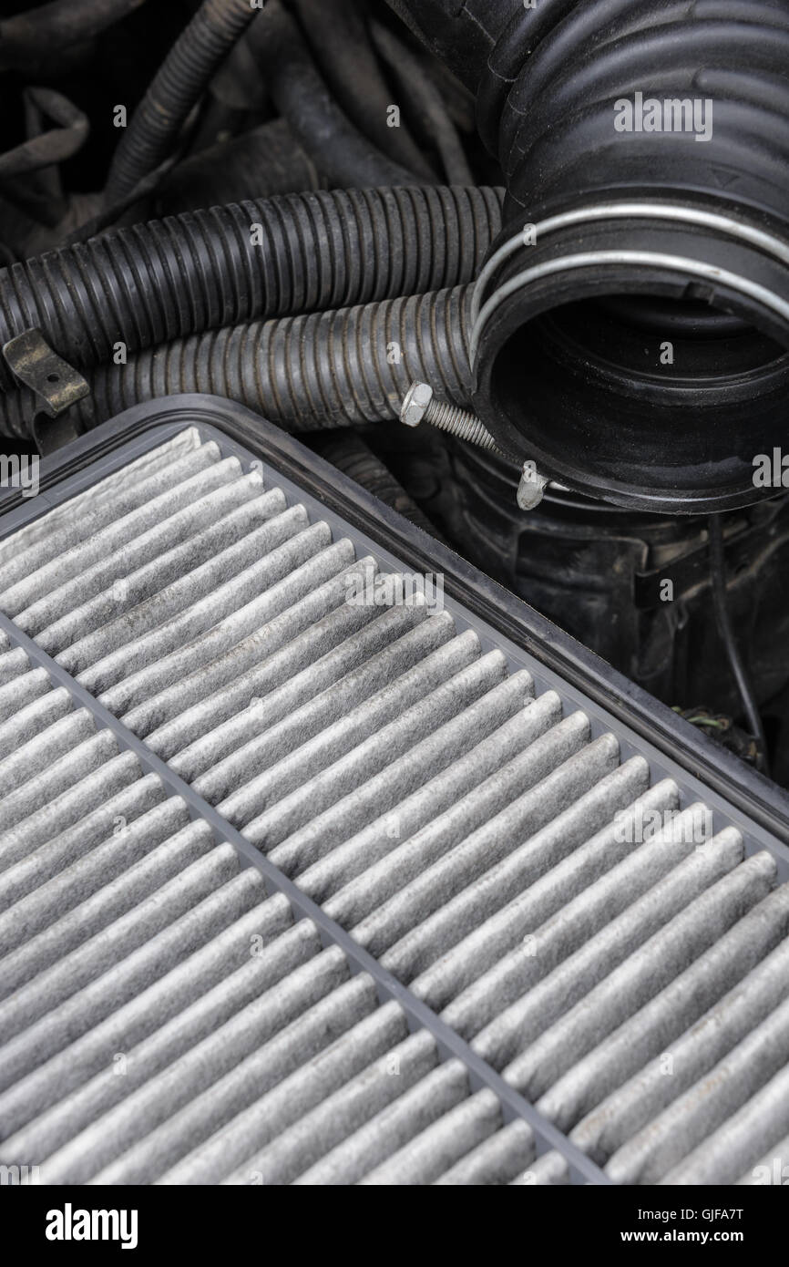 dirty air filter for car, automotive spare part Stock Photo