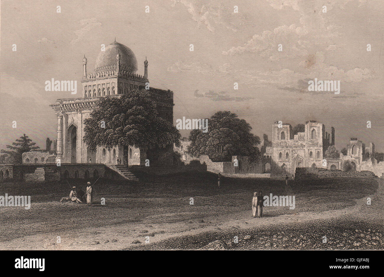 BRITISH INDIA. Mosque of Mustafa Khan, Bijapur, antique print 1858 Stock Photo