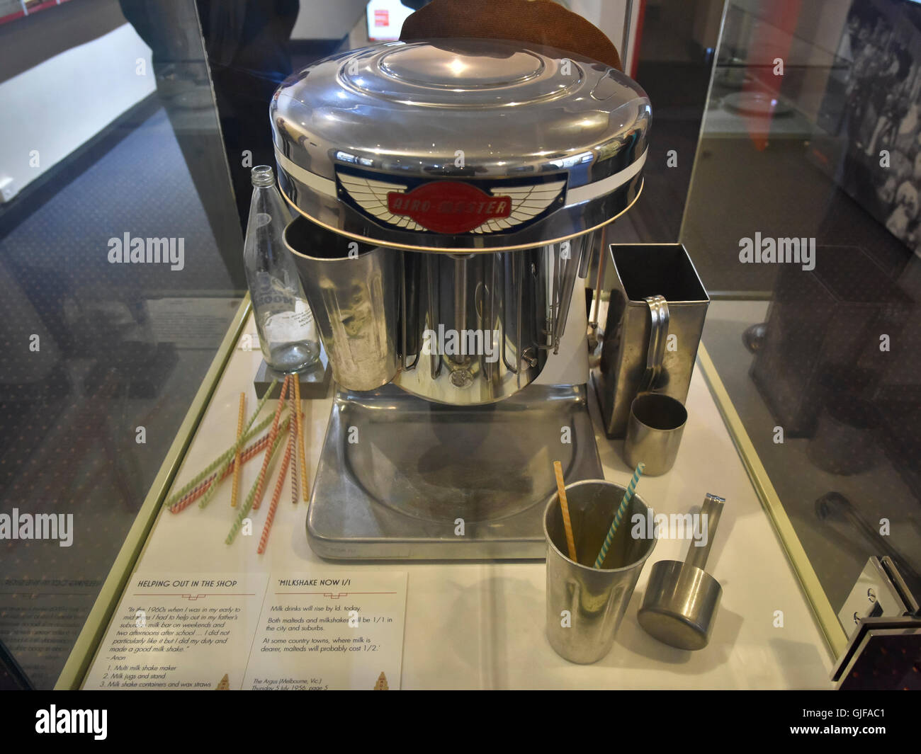 milk shake maker on display from the The Roxy Theatre, situated in the main street of Bingara. Stock Photo