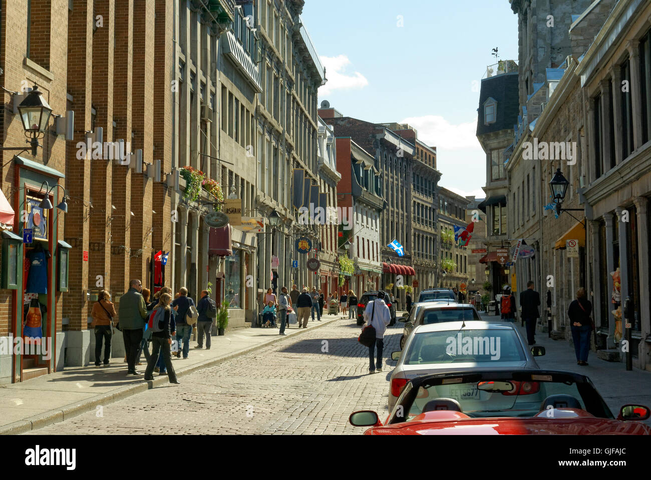 People strolling on Rue SaintPaul in Old Montreal, Quebec, Canada