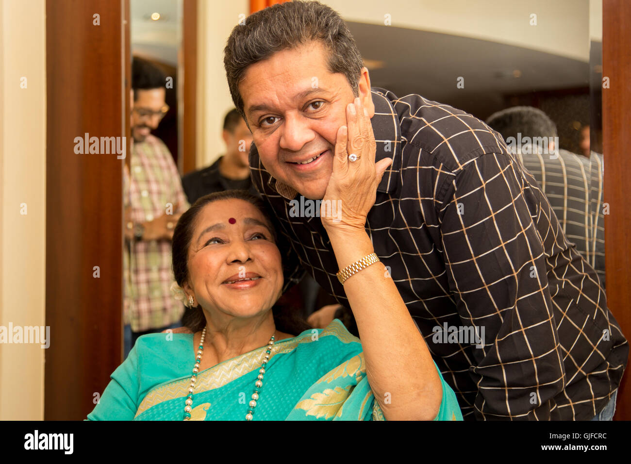 DUBAI, U.A.E - MAY 30, 2015: Asha Bhosle, commonly referred to as Ashaji, the legendry Indian singer on a visit to Dubai Stock Photo