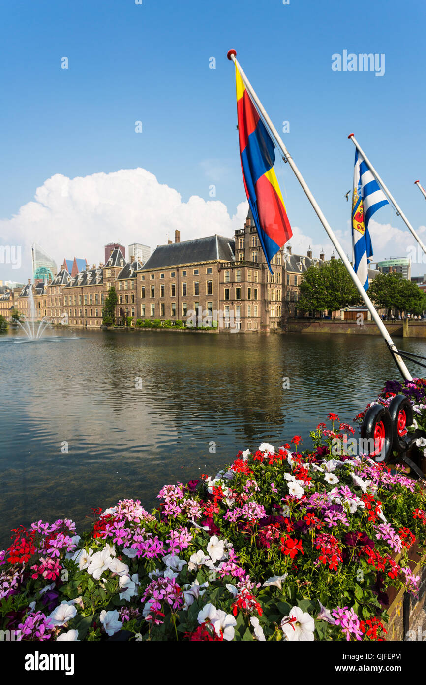 The Binnenhof  castle is the seat of the Dutch Parliament and prime minister office in the city of  The Hague Stock Photo