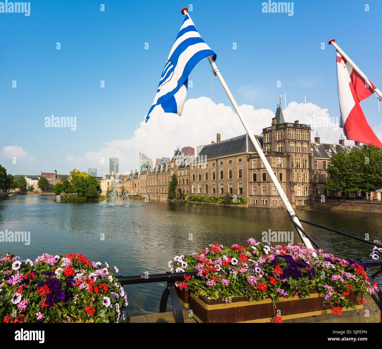 The Binnenhof  castle is the seat of the Dutch Parliamnet and prime minister office in the city of  The Hague Stock Photo